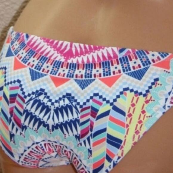 Bar lll Talula multi print metal detail string tie bikini bottom size large - Picture 2 of 5